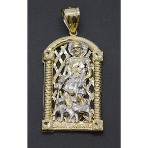Real Solid 10K Yellow Gold Shiny Diamond Cut Saint Lazarus Pendant 10.0gr